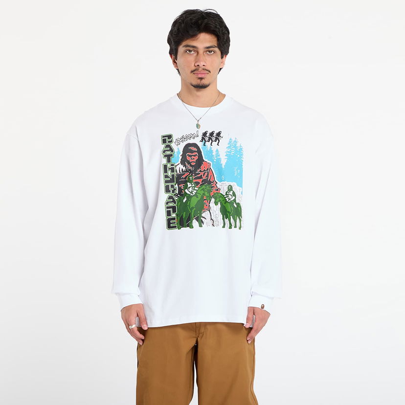 Tričko BAPE A BATHING APE Bape Graphic Relaxed Fit Long Sleeve Tee Biela | 001LTL801309MWHT