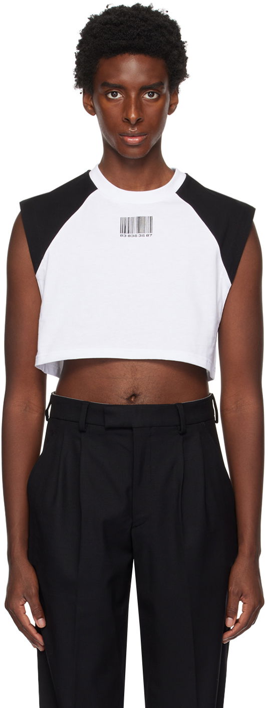 Crop Top VETEMENTS VTMNTS Colorblock Cropped Sleeveless T-Shirt Biela | VL16TR640B, 0