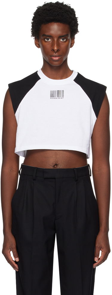 Crop Top VETEMENTS VTMNTS Colorblock Cropped Sleeveless T-Shirt Biela | VL16TR640B, 0