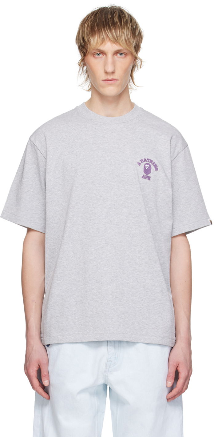 Tričko BAPE BAPE Gray College One Point T-Shirt Šedá | 001TEK301302M, 0