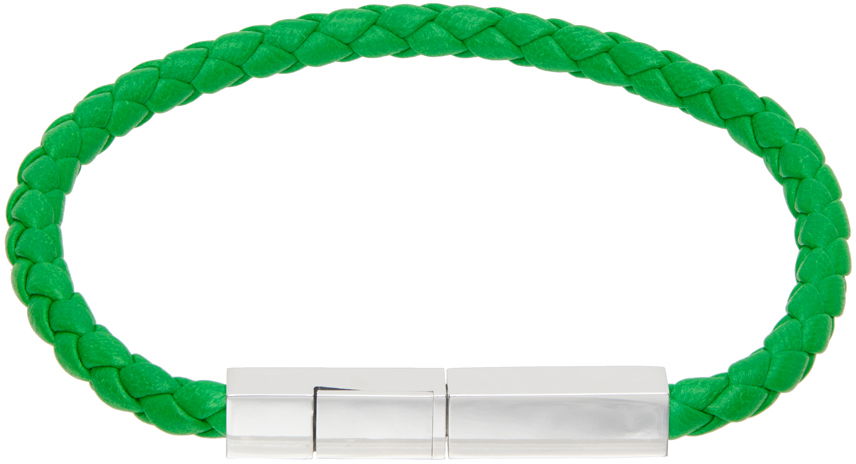 Náramok Bottega Veneta Braided Leather Bracelet Zelené | 732416 V507C, 0