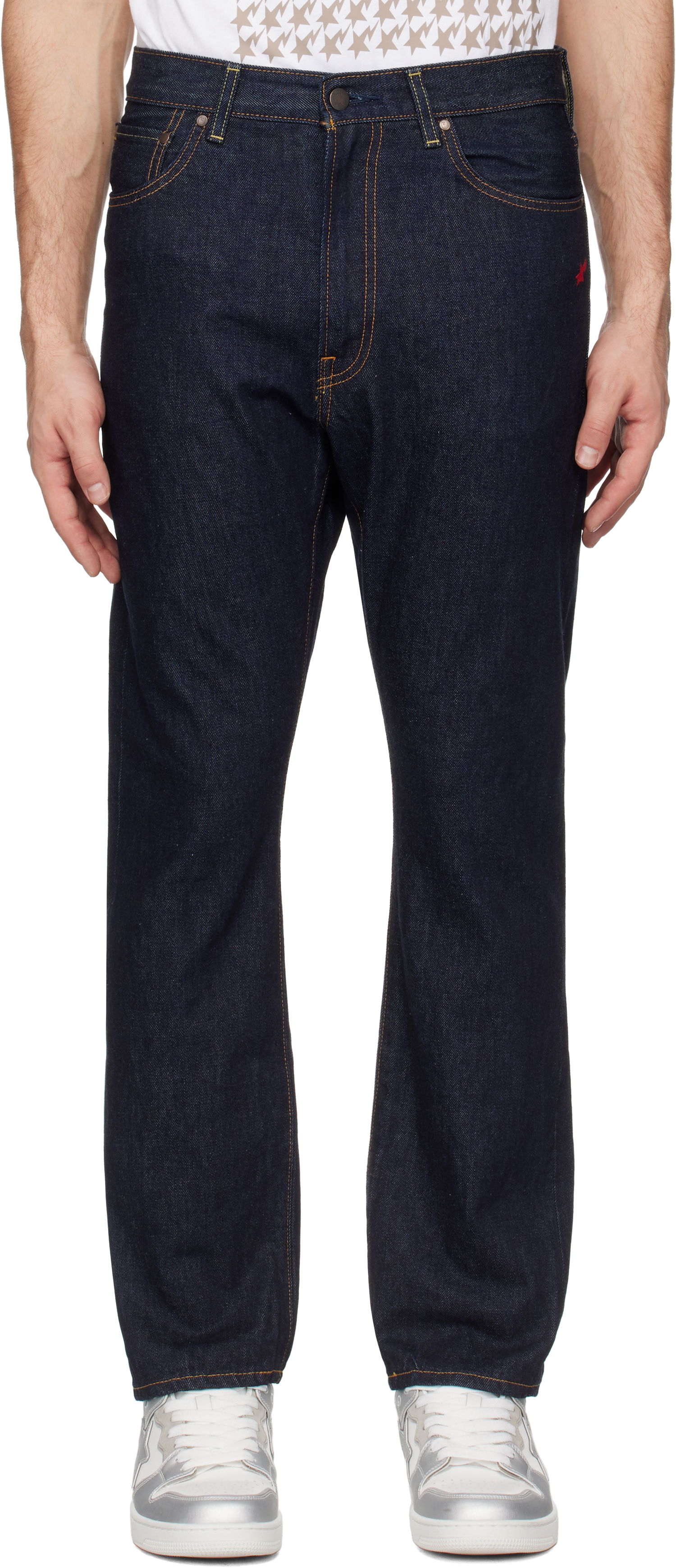 Džínsy BAPE STA Ape Head Regular Fit Jeans Modrá | 001DPK221001F, 0
