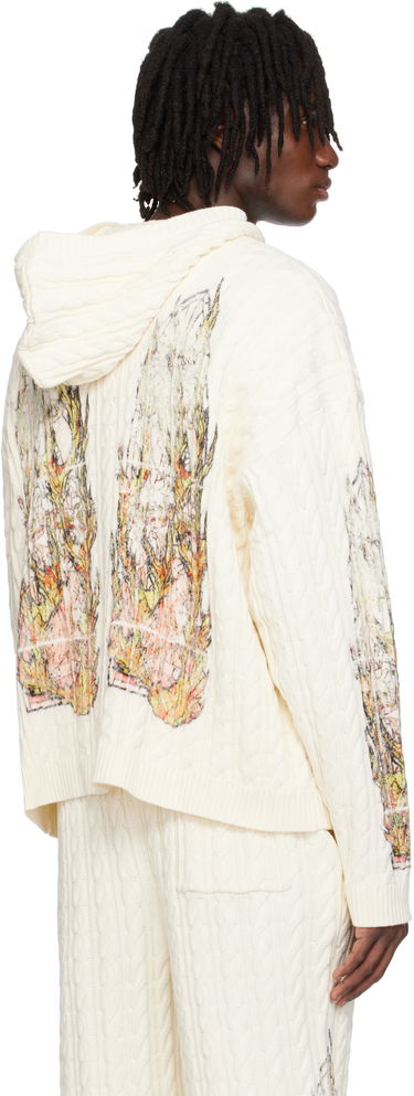 Sveter Who Decides War Who Decides War Flame Glass Cable Knit Hoodie Biela | 1110200019SS25, 2