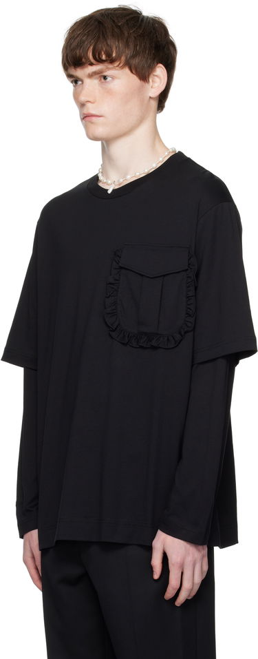 Tričko Simone Rocha Simone Rocha Layered Ruffle Pocket Long Sleeve T-Shirt Čierna | 5379 0553, 3