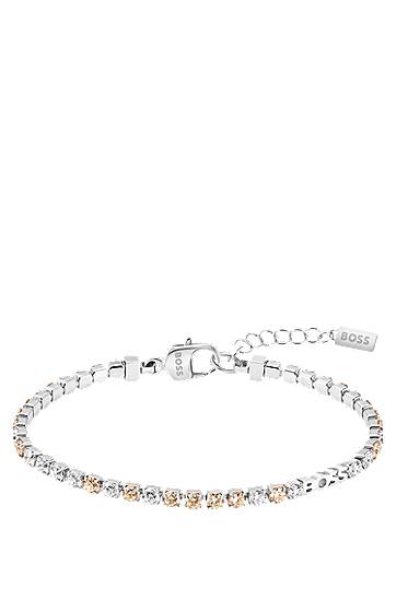 Náramok BOSS BOSS Tennis Bracelet with Clear and Champagne Crystals Metalická | 1580633