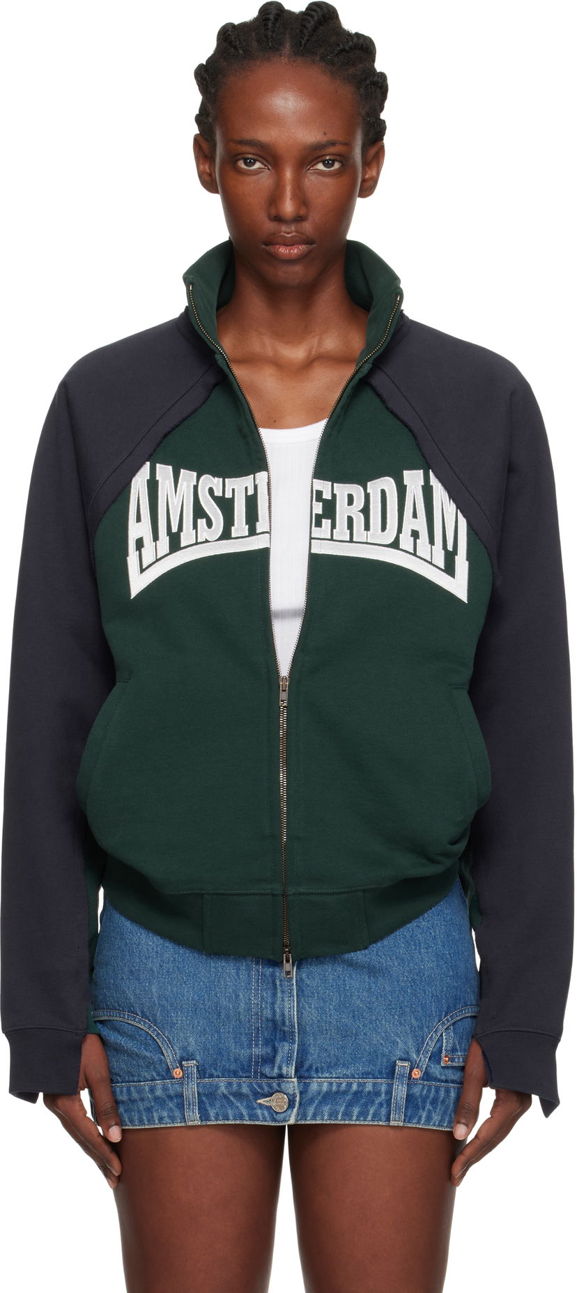 Mikina VETEMENTS Vetements 'Amsterdam' Patched Zip-Up Sweatshirt Zelené | UH76ZU760EN
