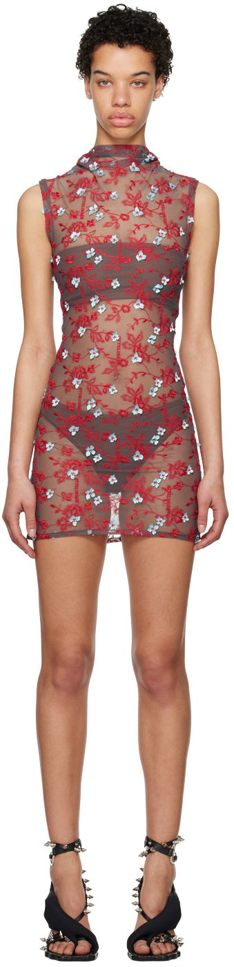 Šaty Ottolinger Ottolinger Embroidered Mesh Mini Dress Šedá | 1901302, 0