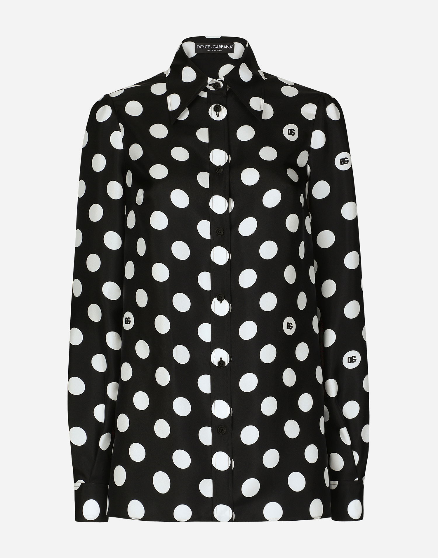 Košeľa Dolce & Gabbana Silk Twill Polka Dot Shirt Čierna | F5S48TIS1VLHNZSW, 0
