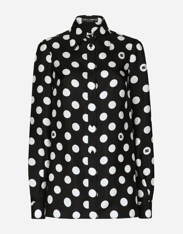 Košeľa Dolce & Gabbana Silk Twill Polka Dot Shirt Čierna | F5S48TIS1VLHNZSW, 0