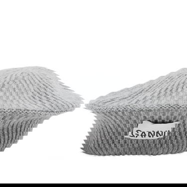 Baretka GANNI Structured Rib Knit Beret Šedá | A4430-921, 0
