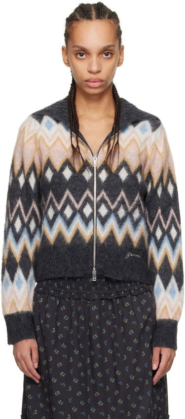 Sveter GANNI Ganni Fair Isle Zip Cardigan Rôznofarebný | K2386, 0