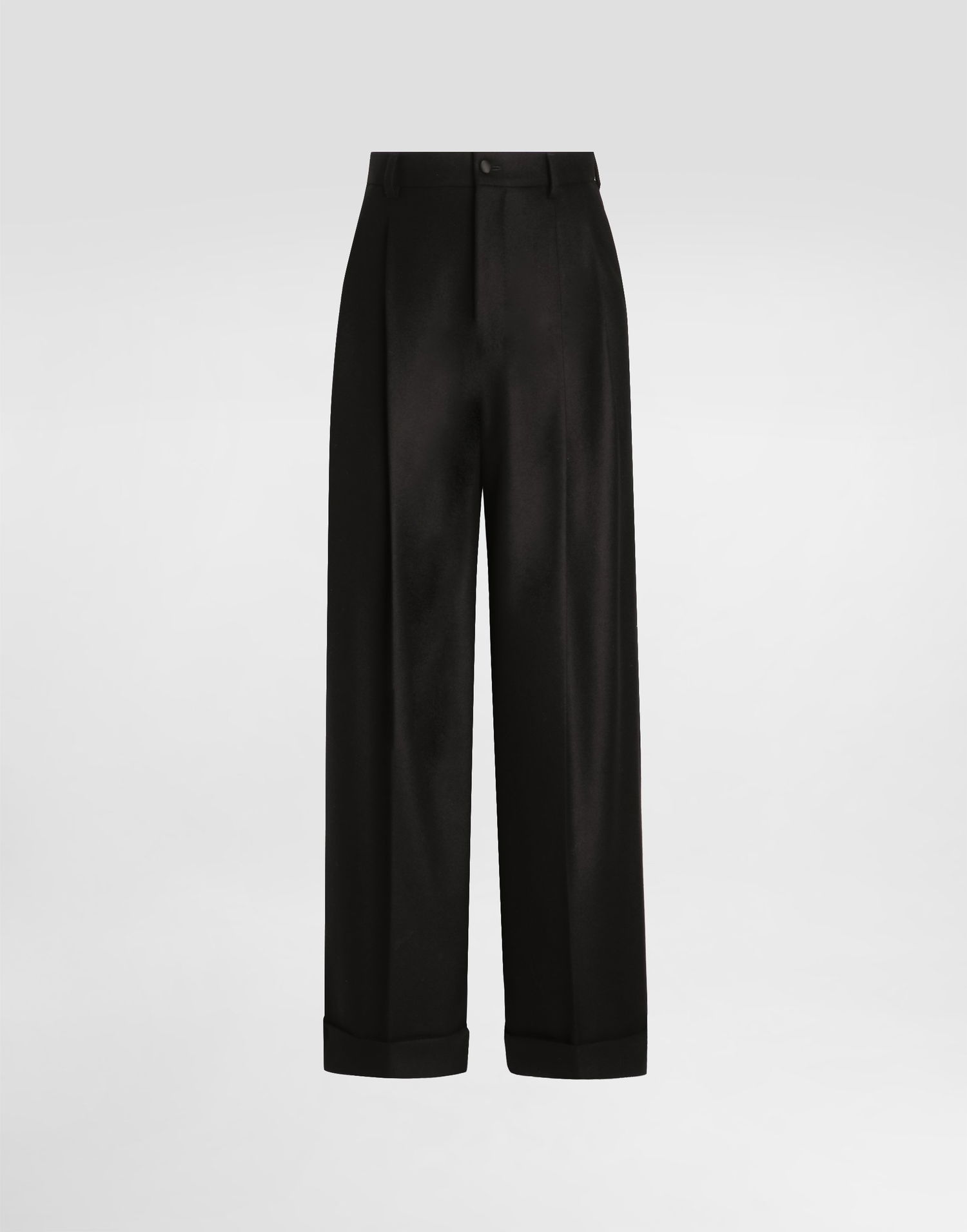 Nohavice Dolce & Gabbana Dolce & Gabbana Pleated Wide-Leg Cuffed Hem Wool Trousers 50 Čierna | GP168THU2A8N0000_1, 0