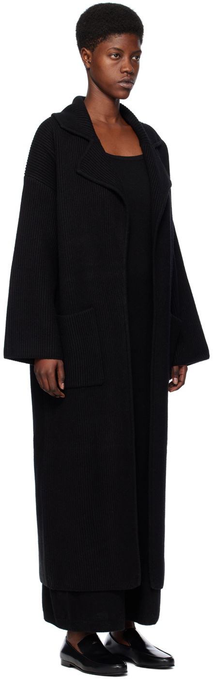 Kabáty TOTEME Ribbed Longline Coat Čierna | 241-WRT1018-YA0024, 1