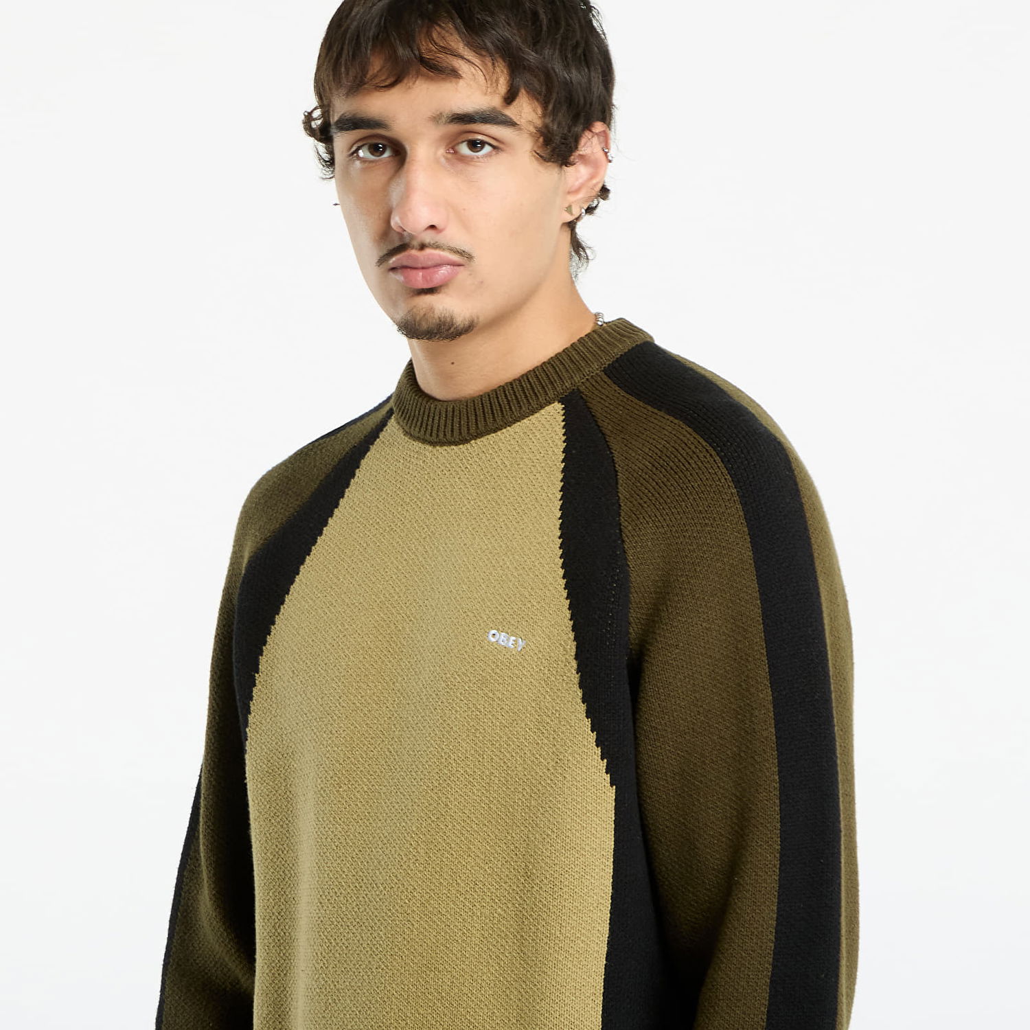 Mikina OBEY Raglan Crew Neck Sweater Mermaid Green Multi Zelené | 151000116-MMG, 1