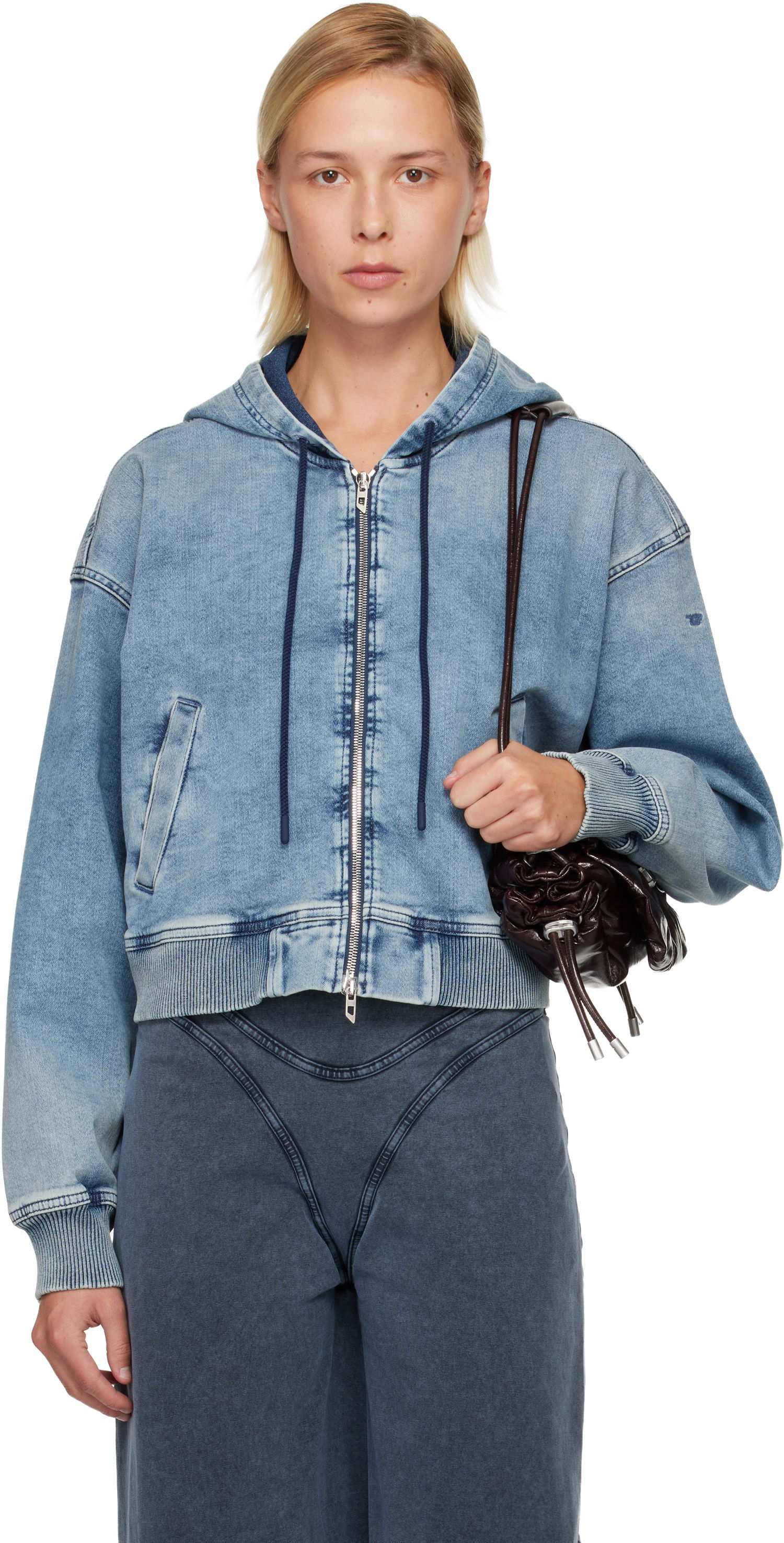 Mikina Diesel De-Giri-Crop Jogg Hoodie Modrá | A18241 09M32, 0