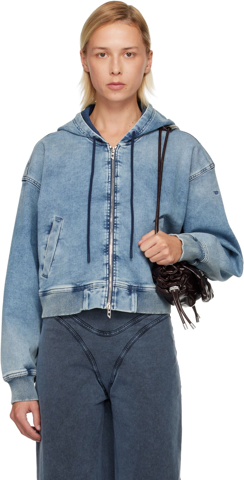 Mikina Diesel De-Giri-Crop Jogg Hoodie Modrá | A18241 09M32