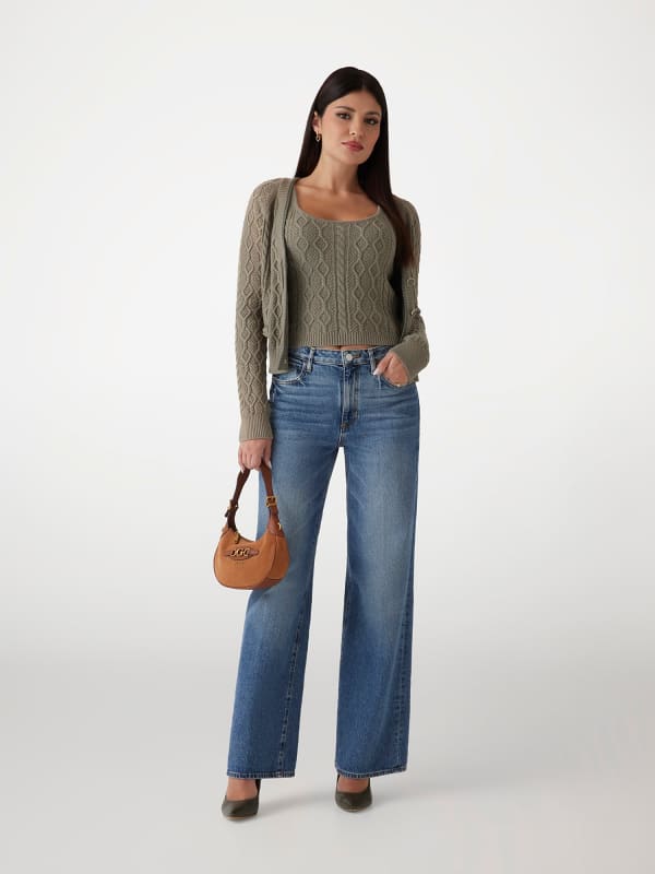 Mid Rise Wide Leg Denim Pant