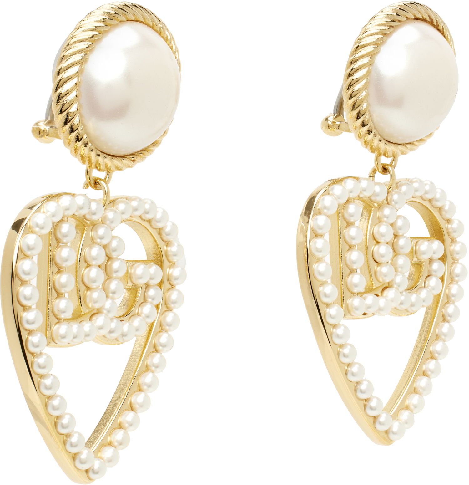 Náušnice Dolce & Gabbana DG Logo & Heart Pearl Earrings Metalická | WEQ6L4 W1111, 1