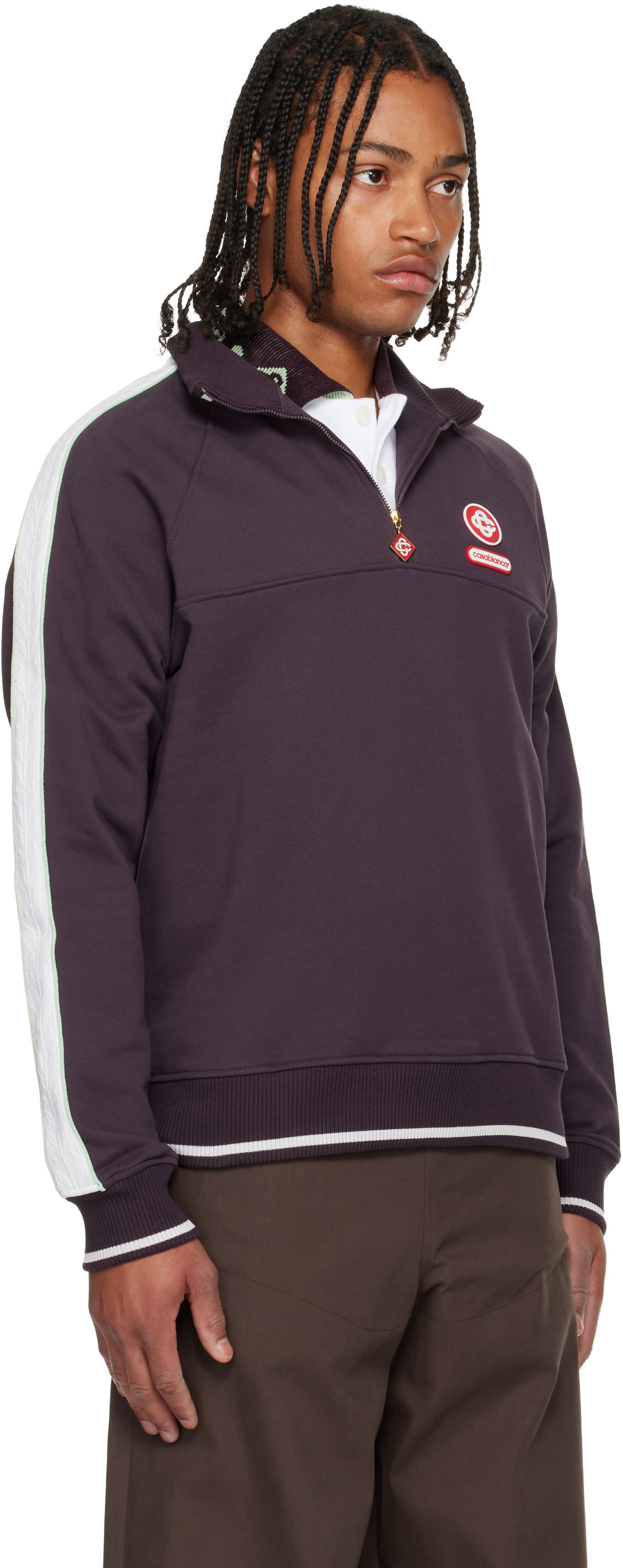 Mikina Casablanca Quarter Zip Laurel Sweatshirt Fialová | M-AW25-JTP-419-01, 1