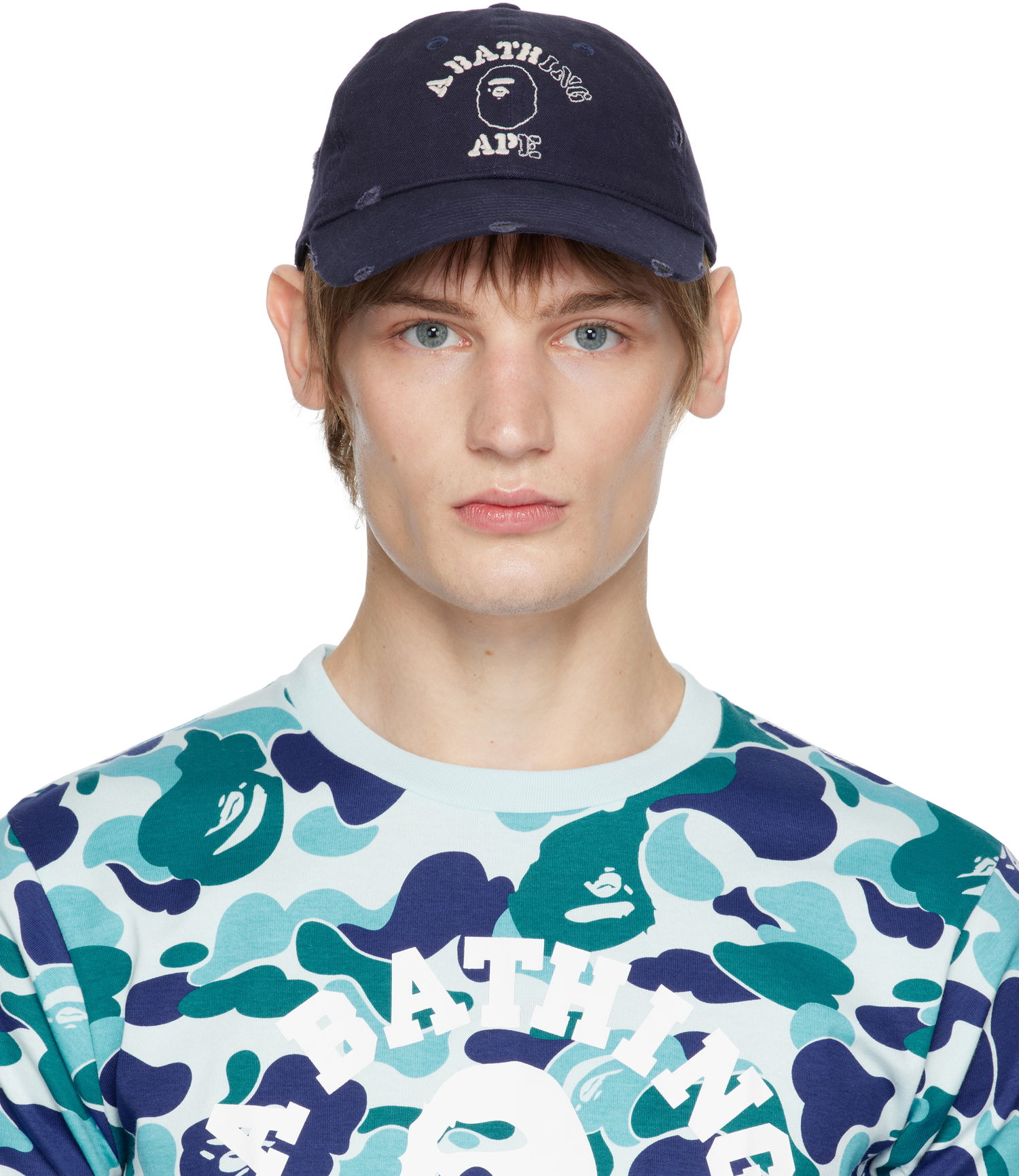 Šiltovka BAPE Worn Out College Cap Modrá | 001CPK801304M, 0