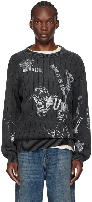 Sveter R13 R13 Drop Needle Graphic Sweater Čierna | R13MY230-Y147B, 0