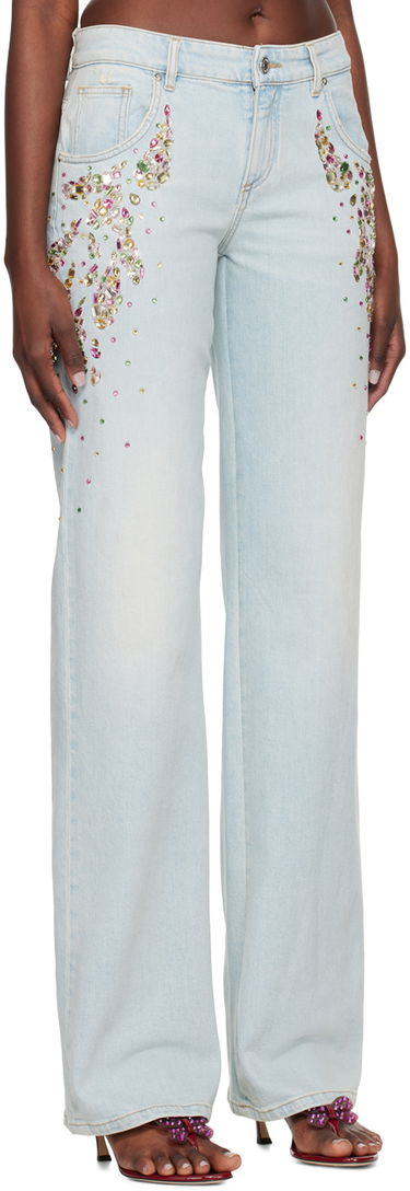 Džínsy Blumarine Blumarine Cabochon Embellished Jeans Modrá | P422J132A, 1