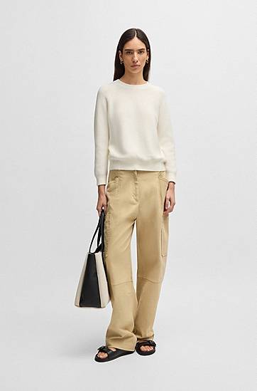 Sveter BOSS BOSS Cotton Knit Sweater Biela | 50540213, 1