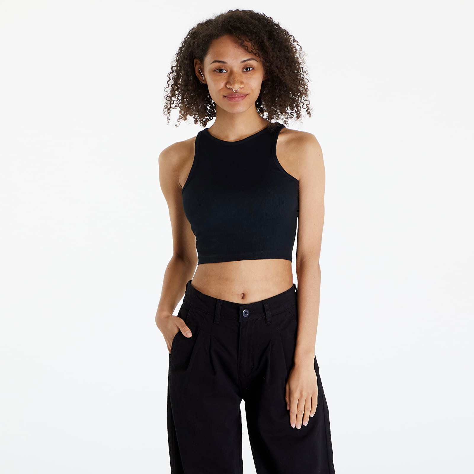 Top Ladies Organic Cropped Rib Top 2-Pack White/ Black