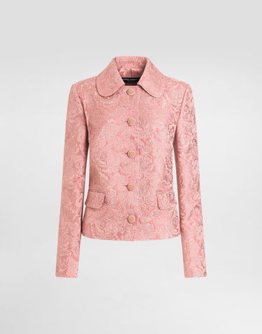 Bunda Dolce & Gabbana Dolce & Gabbana Single-Breasted Floral Jacquard Jacket Ružová | F29UETHJMQKF0473, 0