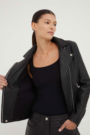 Bunda Samsoe Samsoe Samsoe Samsoe Leather Biker Jacket Čierna | F00008200, 5