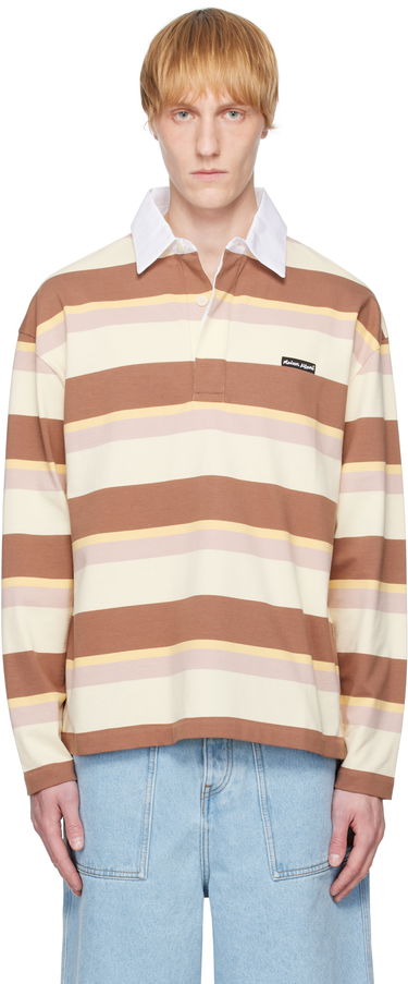 Polo tričko MAISON KITSUNÉ Maison Kitsuné Striped Oversize Long Sleeve Polo Hnedá | OM00207KJ7019, 0