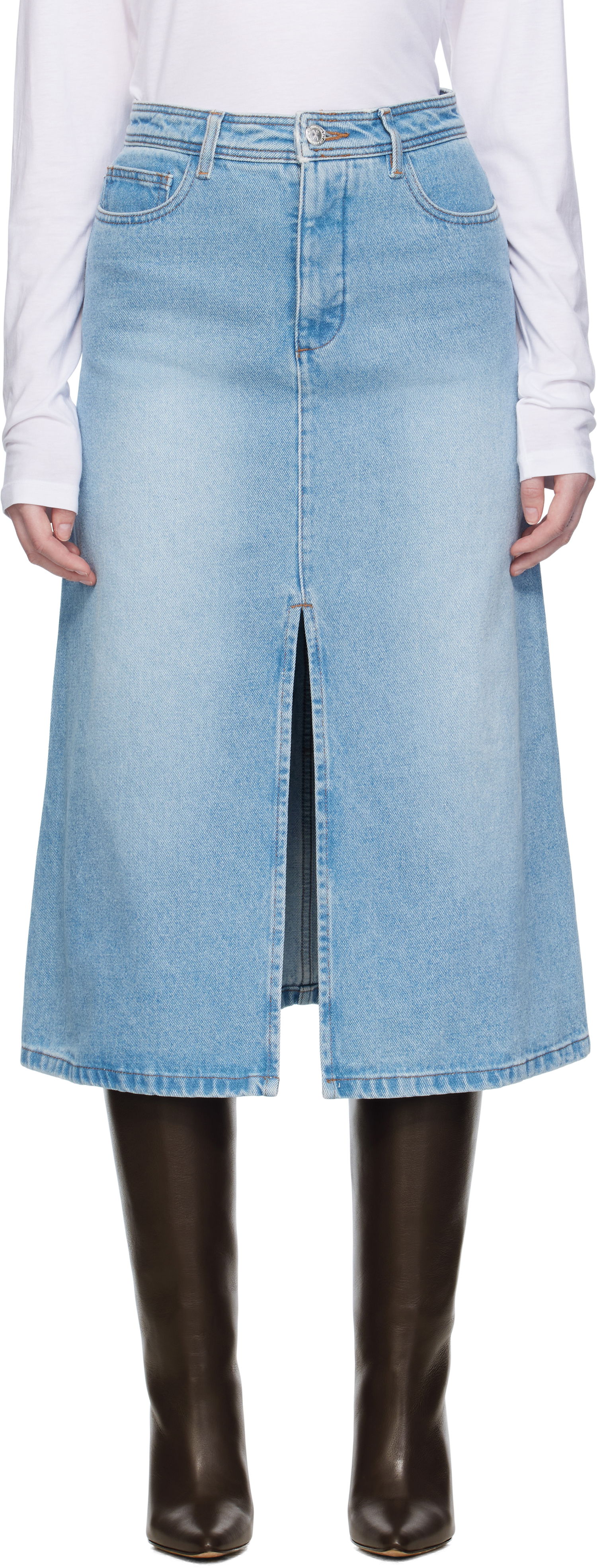 Sukňa A.P.C. A.P.C. Georgia Denim Midi Skirt Modrá | COHIC-F06423, 0