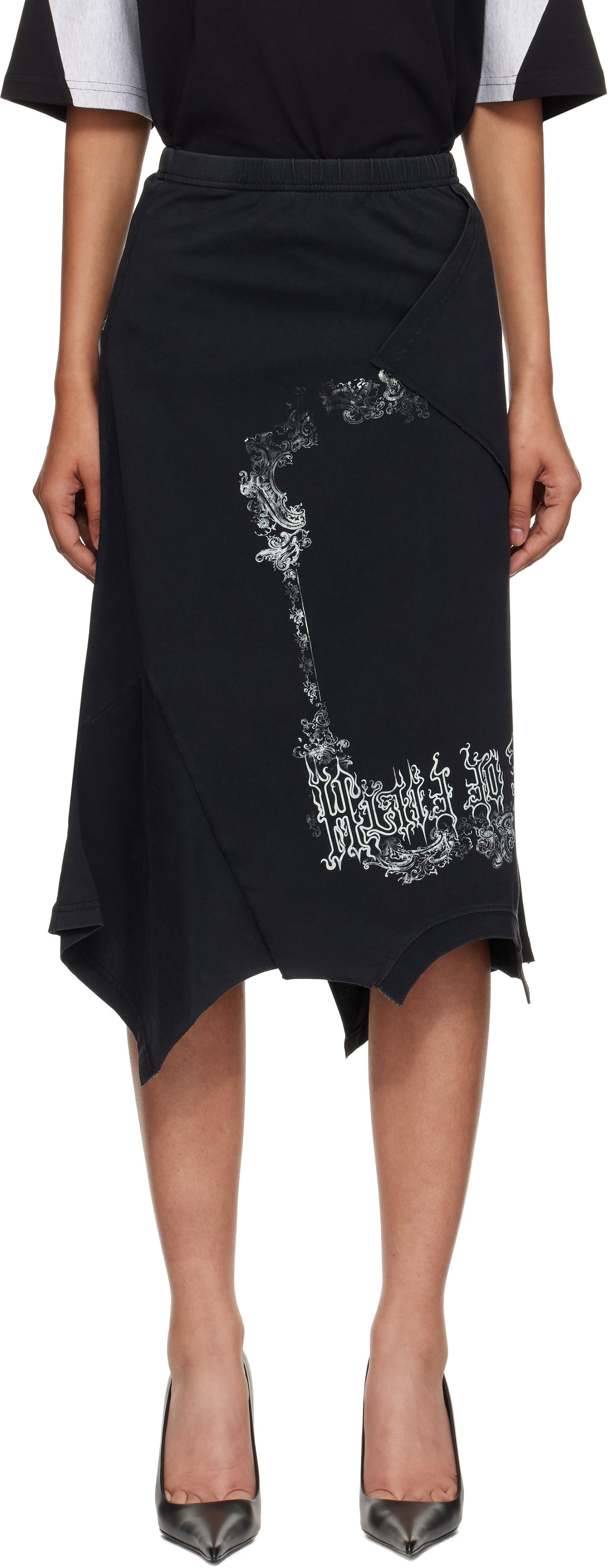 Sukňa VETEMENTS Vetements Cradle Of Filth Print Asymmetrical Midi Skirt Čierna | WCF76SK690M, 0