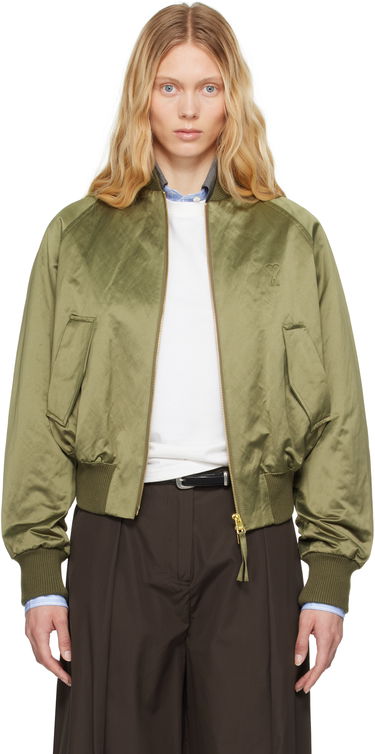 Bomber bunda AMI AMI Paris Cotton Satin Ami de Coeur Bomber Jacket Zelené | FJK011.CO0100, 0