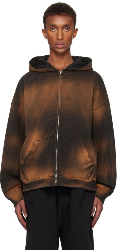 Mikina We11done We11done Distressed Zip-Up Hoodie Hnedá | WD-TJ3-24-833-U-BK, 0