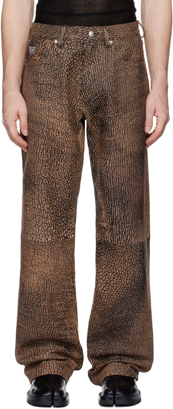 Nohavice MISBHV Safari Leather Pants Hnedá | 241M326, 0