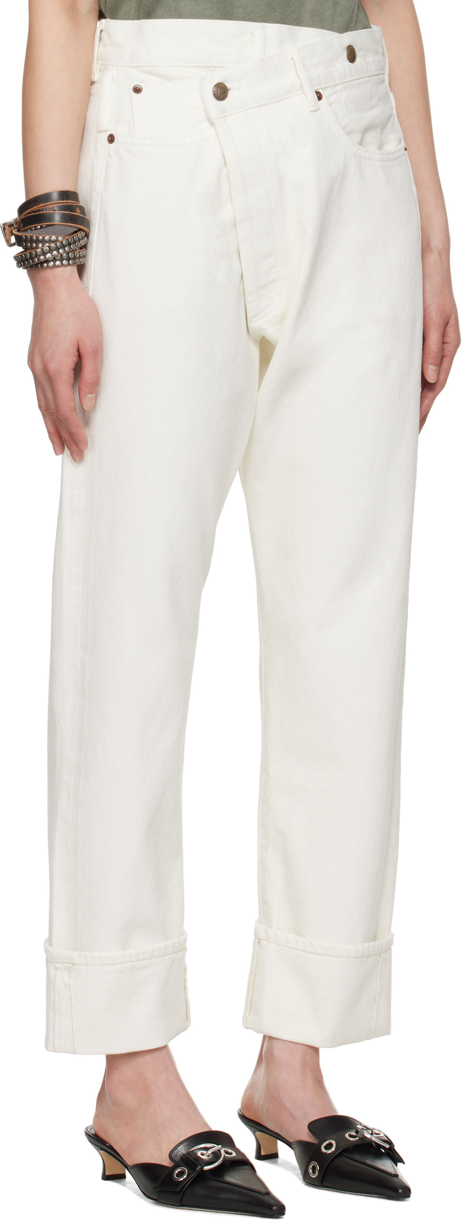 Džínsy R13 R13 Cuffed Crossover Jeans Biela | R13W2048-D314A, 1