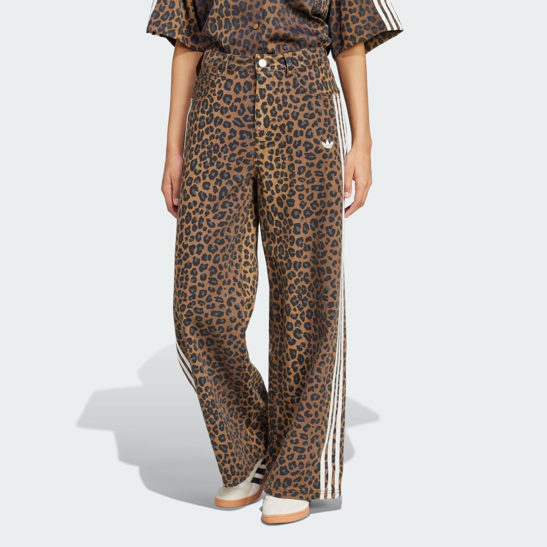 Nohavice adidas Originals Originals Loose Leopard Denim Joggers Hnedá | KA2680, 0