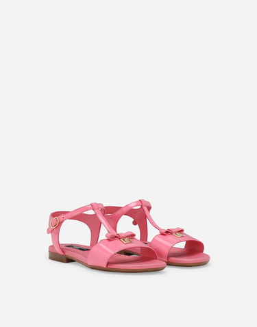 Tenisky a topánky Dolce & Gabbana Patent Leather T-Strap Flat Sandals with Bow Detail Ružová | D11155A132880424, 1