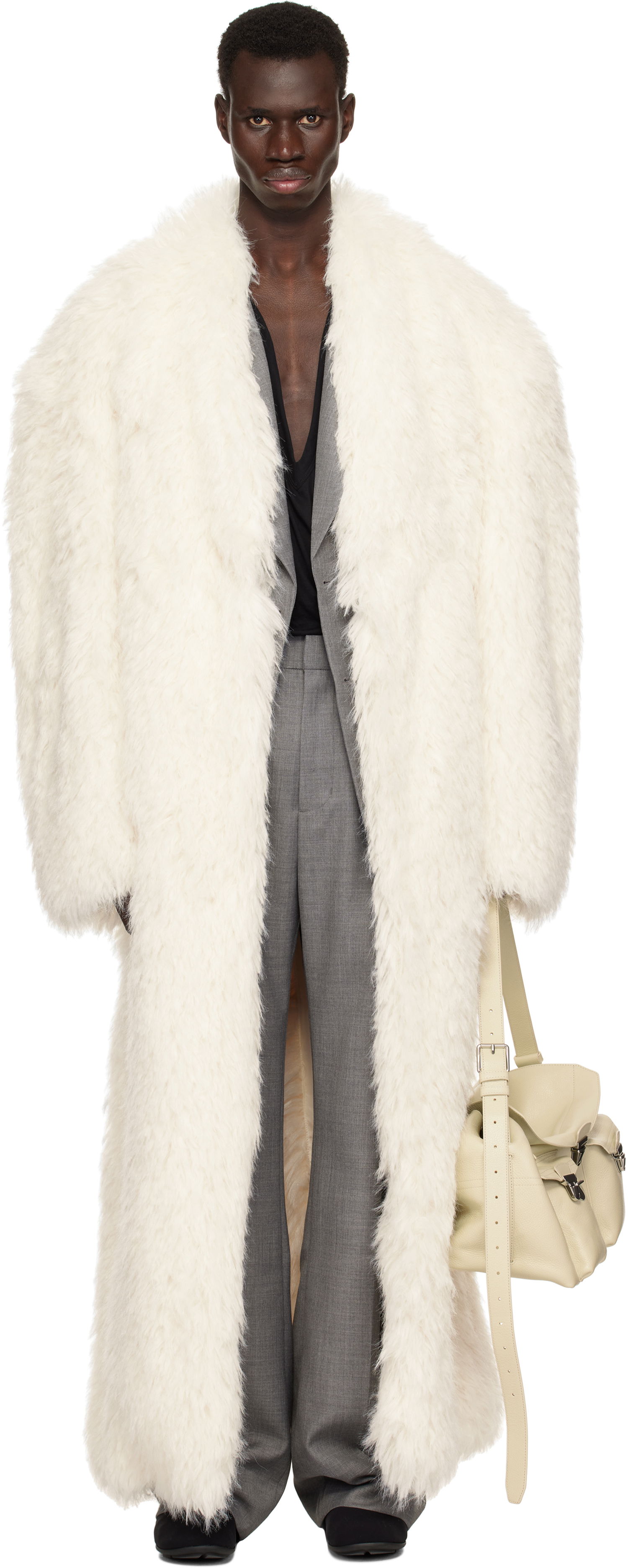 Kabáty Entire Studios Entire Studios Chrysalis Faux-Fur Coat Biela | ES2688FR, 0