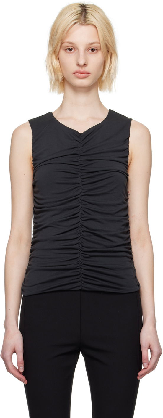 Tielko rag & bone Christy Ruched Tank Top Čierna | WAC23PT024CR24, 0