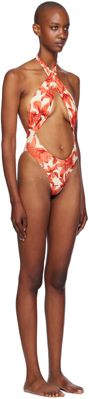 Plavky Miaou Miaou Demi Floral-Print One-Piece Swimsuit Oranžová | 2010MSWOAL, 1