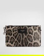 Dolce & Gabbana Calfskin Leopard Print Toiletry Bag
