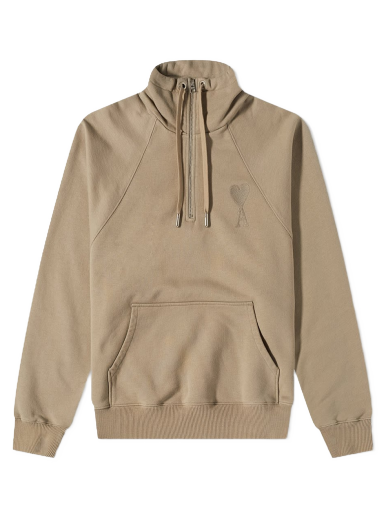 Mikina AMI Large A Heart Tonal Quarter Zip Béžová | USW502-747-267