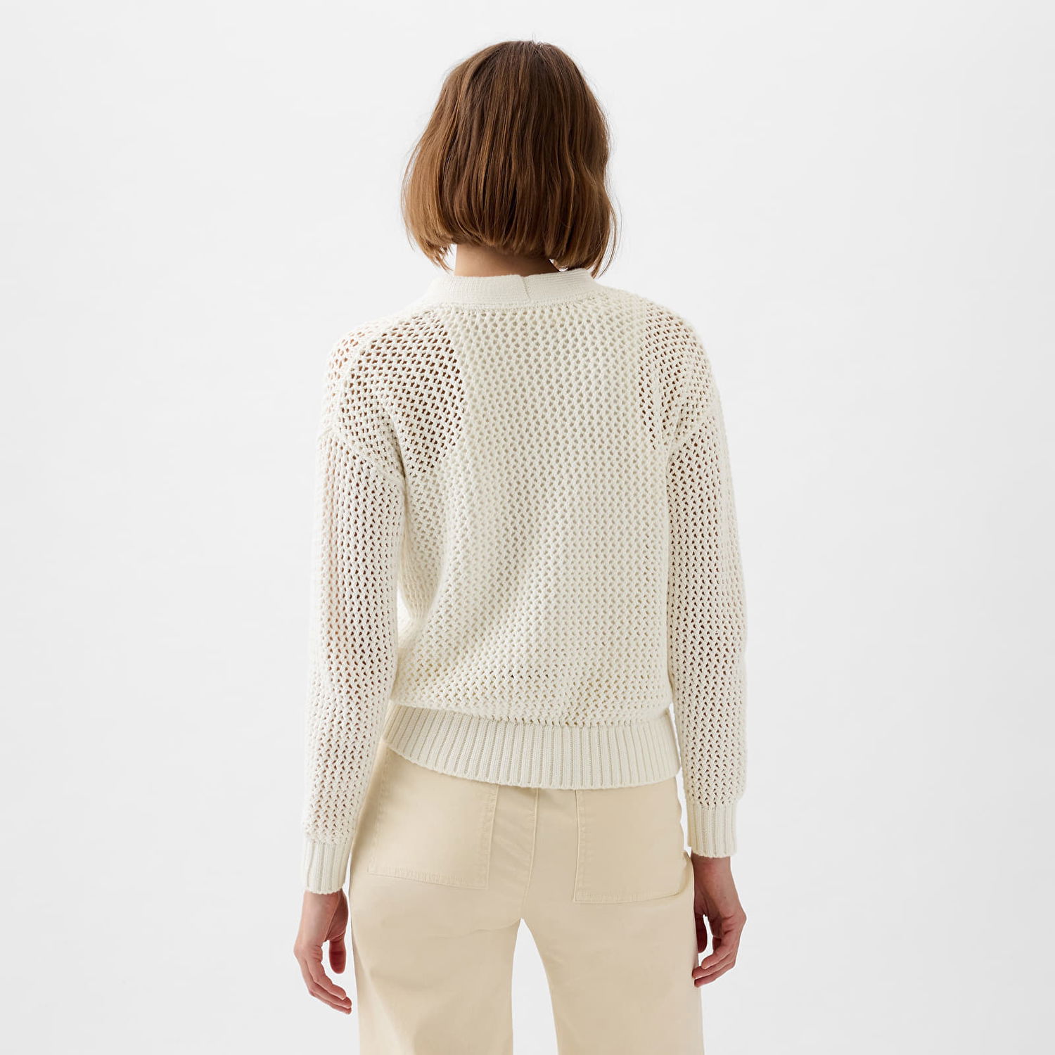 Sveter GAP Longsleeve Crochet Cardigan New Off White Béžová | 854777-00, 1