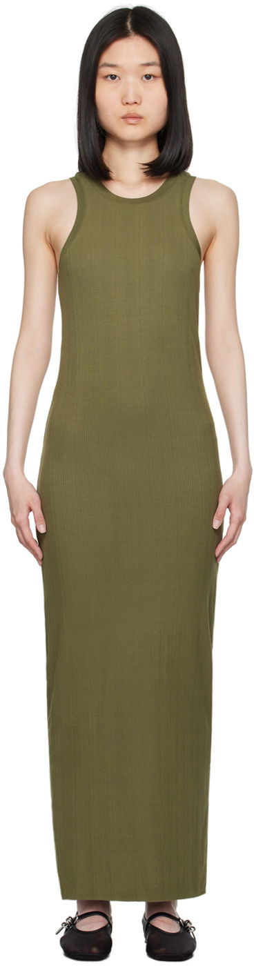 Šaty rag & bone Ribbed Round Neck Maxi Dress Zelené | WAC24P3010NH10, 0