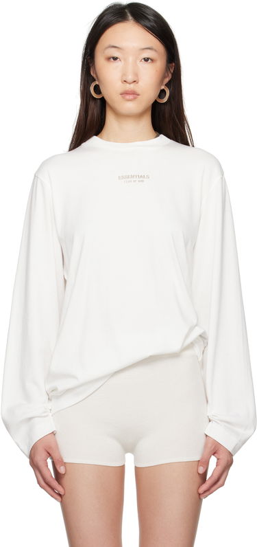 Tričko Fear of God Fear of God ESSENTIALS Classic Fit Long Sleeve T-Shirt Biela | 125SP255884FW, 0