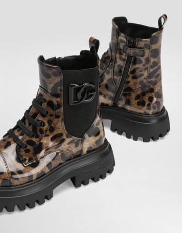 Doplnky Dolce & Gabbana Dolce & Gabbana Printed Shiny Calfskin Ankle Boots Hnedá | D11360AM568HA93M, 3