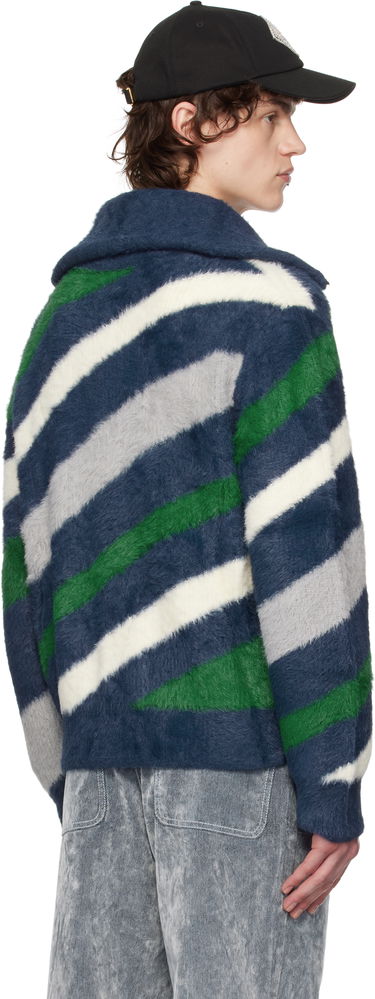 Sveter Casablanca Casablanca Striped Fluffy Zip-Up Jacket Modrá | MPS25-KW-830-01, 2
