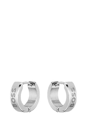 Náušnice BOSS BOSS Hoop Earrings with Engraved Logos Metalická | 1580654